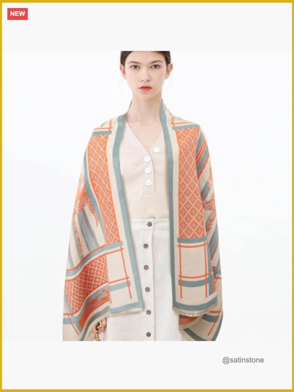 Luxury Pashmina Shawl Wrap - Oversized Cashmere Blend Blanket Scarf - Picture 3 of 3
